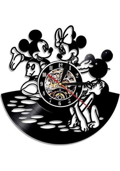 Mickey ve Minnie Kayıt Duvar Saati, Retro Ev Dekorasyon Duvar Saati (Yurt Dışından)
