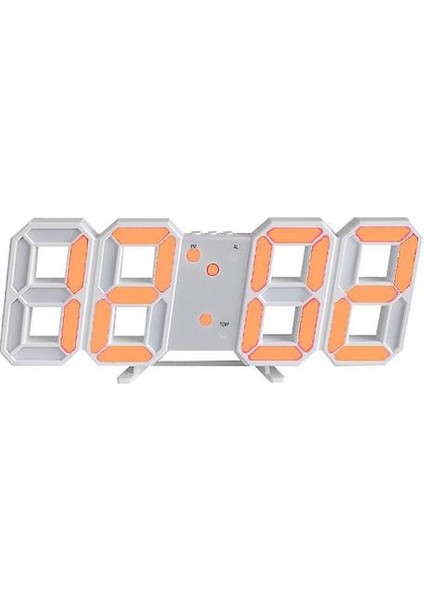 (Turuncu) 3D LED Dijital Saat Modern Tasarım Çok Fonksiyonlu Duvar Saatleri (Yurt Dışından)