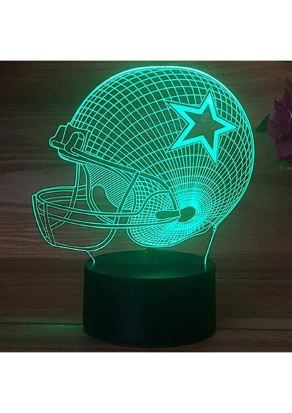 3D Kovboylar Kask Gece Lambası 7 Renk Değişimi LED Masa Lambası Xmas Hediye Dekorasyon (Yurt Dışından)