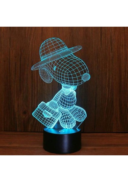 Snoopy Renkli USB 3D Anime Gece Lambası Atmosfer LED Masa Lambası (Yurt Dışından)