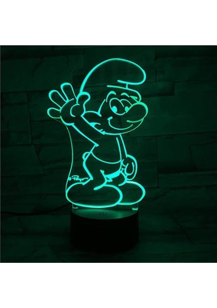 Smurfs USB 3D Anime Gece Lambası Atmosfer LED Masa Lambası (Yurt Dışından)