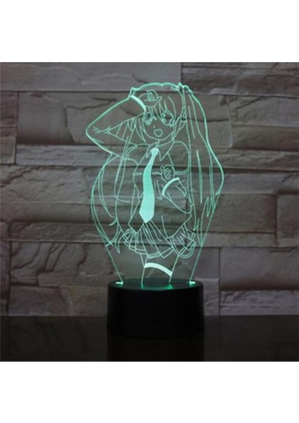 Hatsune Miku 3D LED Gece Lambası Yatak Odası Masa Lambası Renk Değiştirme (Yurt Dışından)