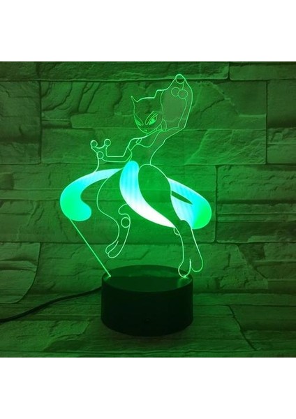 Mewtwo Çocuklar Yatak Odası Anime Masa Lambası 3D LED Gece Lambası (Yurt Dışından)