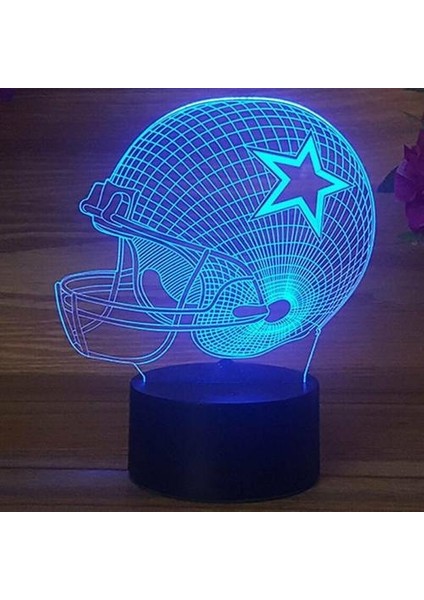 3D Kovboylar Kask Gece Lambası 7 Renk Değişimi LED Masa Lambası Xmas Hediye Dekorasyon (Yurt Dışından)