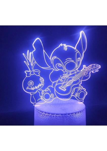 Dikiş Lilo 3D Anime Gece Lambası Atmosfer LED Masa Lambası (Yurt Dışından)