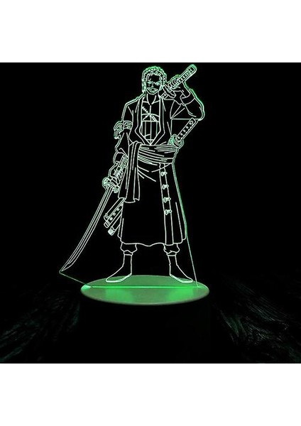 Tek Parça Zoro 3D LED Gece Lambası Çocuk Yatak Odası Nightlight Anime Lamba (Yurt Dışından)