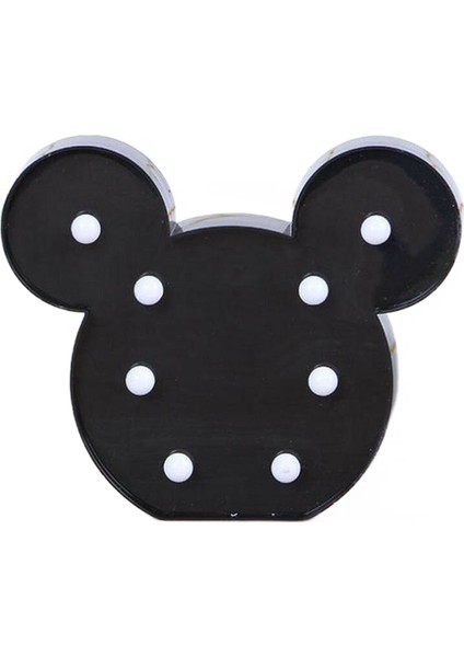 (Ana Siyah) LED Mickey Mouse Head Gecesi Işık Kreş Yatak Odası Dekor Işık Lambası Bday (Yurt Dışından)