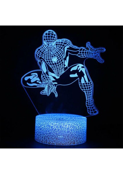 (D) Çocuk Erkek Spiderman 3D LED Gece Işık Dokunmatik Masa Lambası Doğum Günü Ev Dekor Hediye (Yurt Dışından)