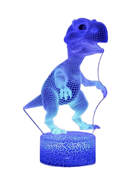 (Dinosaurier A) LED 3D Dinozor Jurassic Gece Işık Görsel Illüzyon 7 Renk Oda Lambası Çocuk Hediyesi (Yurt Dışından)