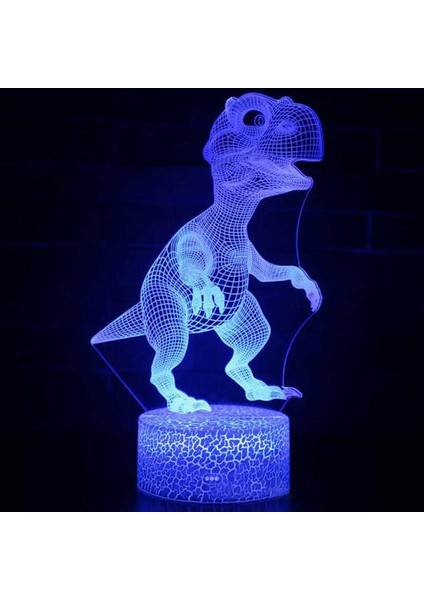 (Dinosaurier A) LED 3D Dinozor Jurassic Gece Işık Görsel Illüzyon 7 Renk Oda Lambası Çocuk Hediyesi (Yurt Dışından)