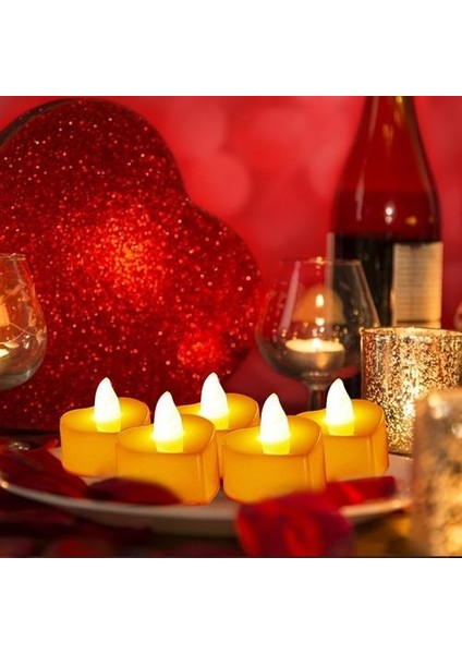 24 Adet Kalp Şekli LED Mumlar Çay Işık Sevgililer Günü Için Romantik LED Mumlar Düğün Masa Dekor Kalp Şeklinde Mum Işıkları | (Yurt Dışından) modelleri