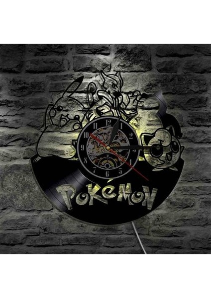 Pokemon LED Hafif Uzaktan Kumanda Vinil Kayıt Lp Duvar Saati Dekor Sanat (Yurt Dışından)