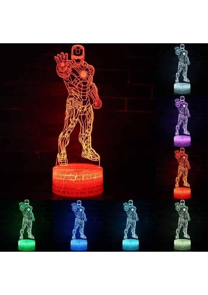 7 Renkli Illusion Masa Masası Lambası 3D LED Gece Lambası Büstü Demir Adam Çocuk Oyuncakları (Yurt Dışından)