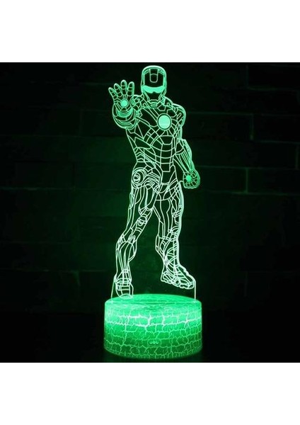7 Renkli Illusion Masa Masası Lambası 3D LED Gece Lambası Büstü Demir Adam Çocuk Oyuncakları (Yurt Dışından)
