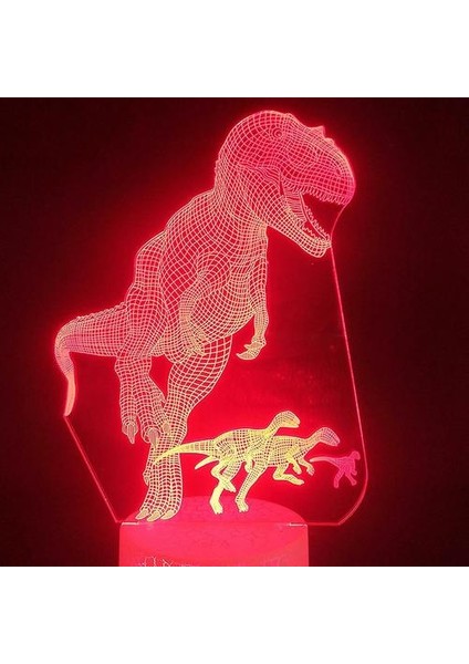 Jurassic Dinozor 3D LED Gece Lambası Yatak Odası Masa Lambası Renk Değiştirme (Yurt Dışından)