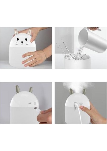 Sevimli Tavşan Mini USB Hava Nemlendirici 250ML Aroma Uçucu Yağ Difüzör Ev Araba Sisleyici Mist Maker ile LED Gece Lambası | Nemlendiriciler (Yurt Dışından) fırsatları