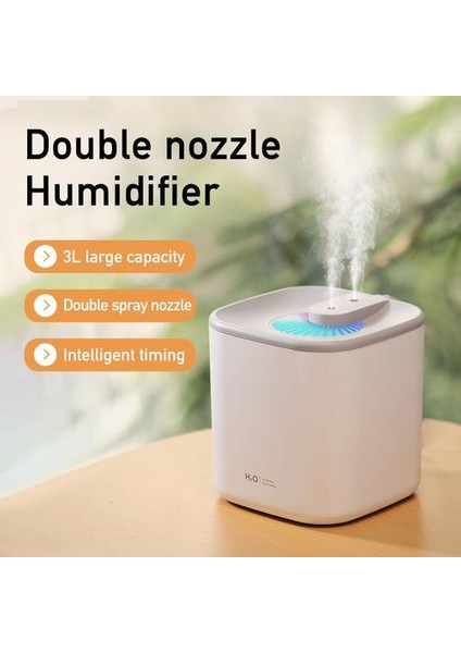 3000 ml Büyük Boylu Çift Sprey Ev Hava Nemlendirici LED Işık ile Masaüstü Mist Maker Ev Ofis Yatak Odası Için Sessiz Püskürtücü | Nemlendiriciler (Yurt Dışından)
