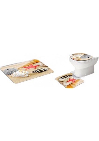 (Kabuk Perdesi) Banyo Büyük Duş Perdesi Tuvalet Kapağı Kapak Banyo Mat Kaymaz Halı Halı (Yurt Dışından)