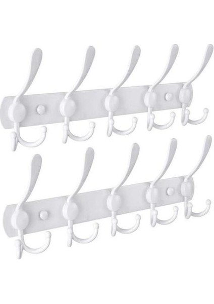 Duvara Montaj Ceket Kanca, 5 Tri Kanca Ağır Iş Paslanmaz Çelik Kanca Rayı (Beyaz) (Yurt Dışından)