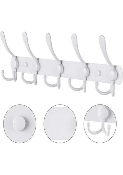 Duvara Montaj Ceket Kanca, 5 Tri Kanca Ağır Iş Paslanmaz Çelik Kanca Rayı (Beyaz) (Yurt Dışından) fiyatları