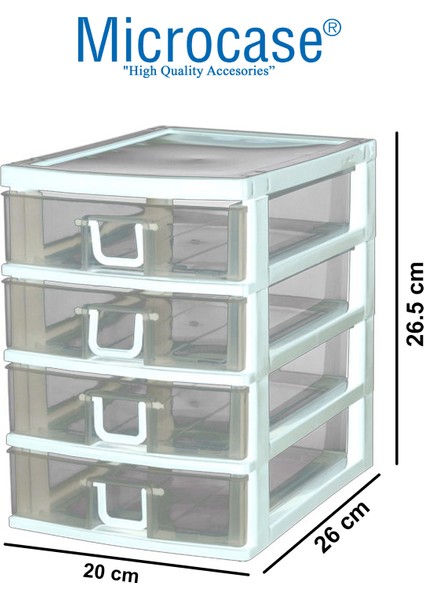 4 Gözlü Plastik Çekmeceli Takı Bileklik Evrak Organizer - AL3186 Beyaz fiyatları