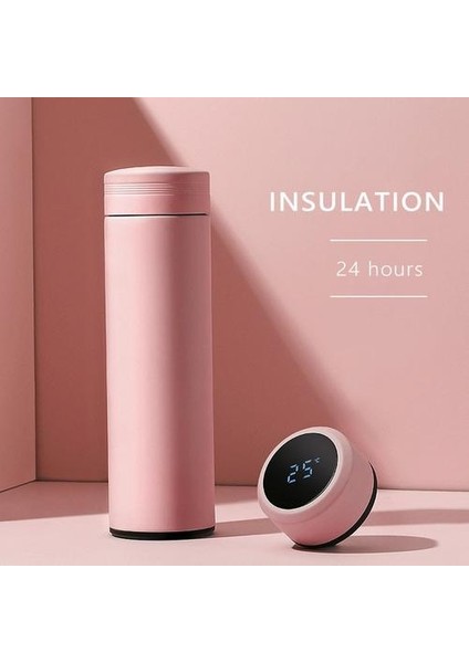 Akıllı Termos Şişesi Sıcaklık Ekran Sıcak Su Yalıtımlı Fincan Çay Filtresi ile 304 Paslanmaz Çelik Tumbler Vakum Şişesi | Vakum Şişeleri ve termoslar (Pembe) (Yurt Dışından)