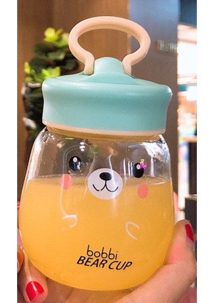 Kawaii Cam Su Şişesi Taşınabilir Sevimli Ayı Kupası ile Çay Süzgeci Kaçak Proof Içme Şişesi Kız Öğrenciler Çocuklar Için Seyahat Kupası | Su Şişeleri (Mavi) (Yurt Dışından)