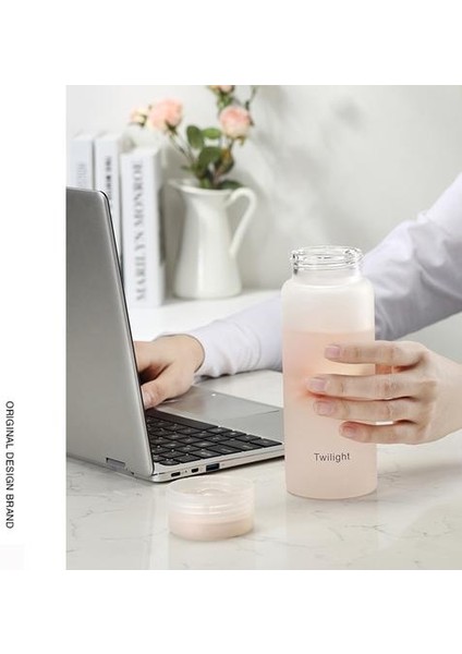 Buzlu Mat Temizle Cam Su Şişesi 420ML Taşınabilir Sevimli Bpa Ücretsiz Waterbottle Süt Suyu Kupası Ev Ofis Ekipmanları Hediyeler | Su Şişeleri (Pembe) (Yurt Dışından)