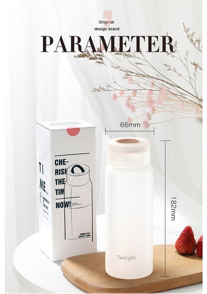 Buzlu Mat Temizle Cam Su Şişesi 420ML Taşınabilir Sevimli Bpa Ücretsiz Waterbottle Süt Suyu Kupası Ev Ofis Ekipmanları Hediyeler | Su Şişeleri (Pembe) (Yurt Dışından)