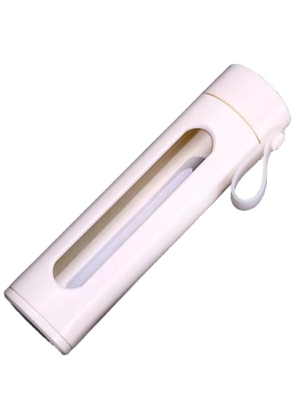 Cam Su Şişesi Taşınabilir Çift Fincan Kapak Yaratıcı Filtre Fincan Ofis Kupası Erkek Kadın Isı Araç 500ML | Su Şişeleri (Beyaz) (Yurt Dışından)