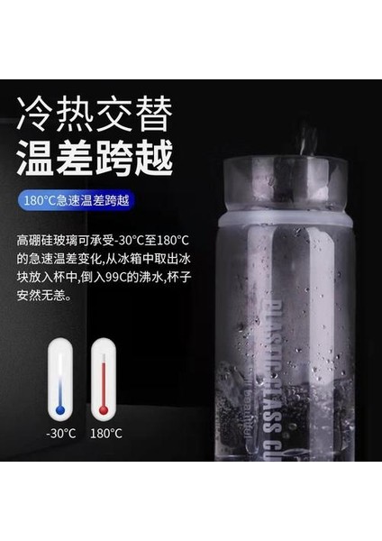 Cam Su Şişesi Taşınabilir Çift Fincan Kapak Yaratıcı Filtre Fincan Ofis Kupası Erkek Kadın Isı Araç 500ML | Su Şişeleri (Beyaz) (Yurt Dışından)