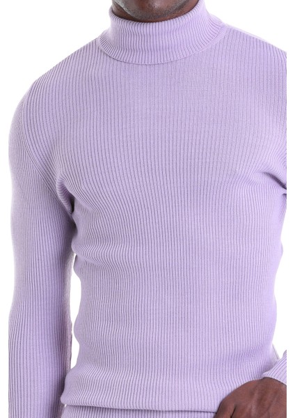 Mor Regular Fit Düz Balıkçı Yaka Klasik Yün Triko Kazak fırsatları