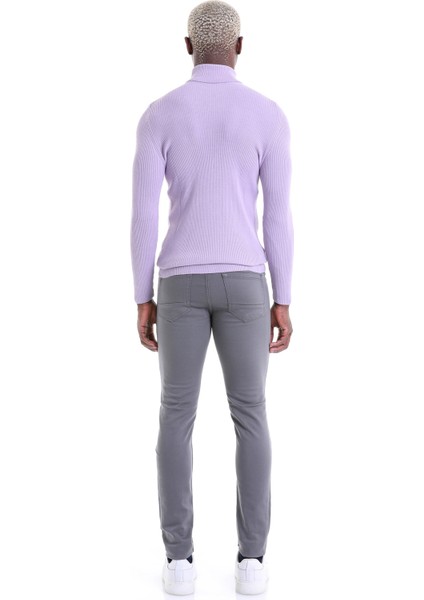 Mor Regular Fit Düz Balıkçı Yaka Klasik Yün Triko Kazak indirimleri