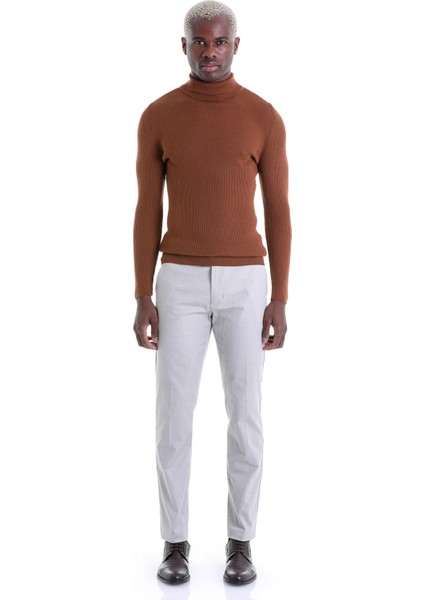 Kahverengi Regular Fit Düz Balıkçı Yaka Klasik Yün Triko Kazak fırsatları