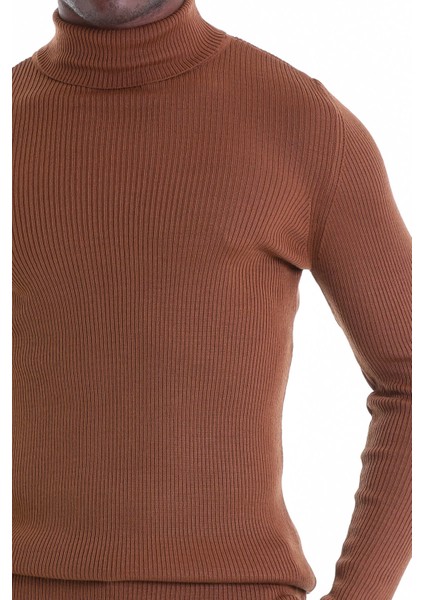 Kahverengi Regular Fit Düz Balıkçı Yaka Klasik Yün Triko Kazak indirimleri