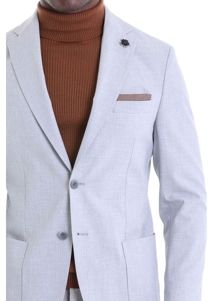 Gri Slim Fit Desenli Mono Yaka Çift Düğme Ceket fırsatları
