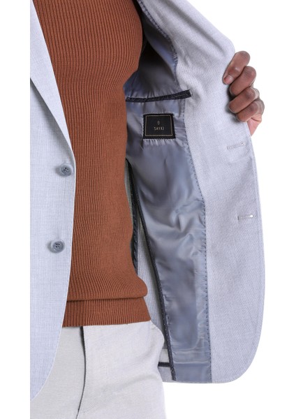 Gri Slim Fit Desenli Mono Yaka Çift Düğme Ceket indirimleri