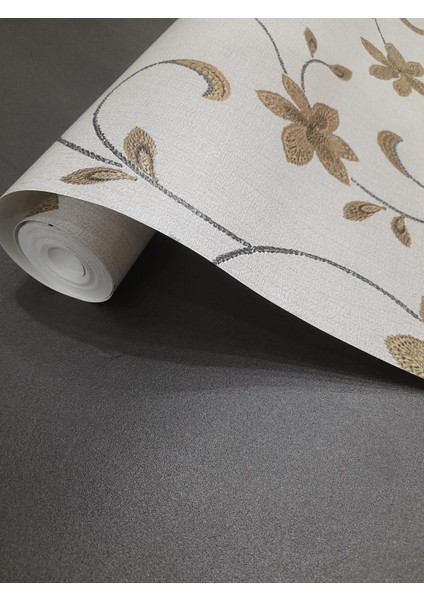 Çiçek Desenli Gold Detaylı Avangart Duvar Kağıdı (5m2) modelleri