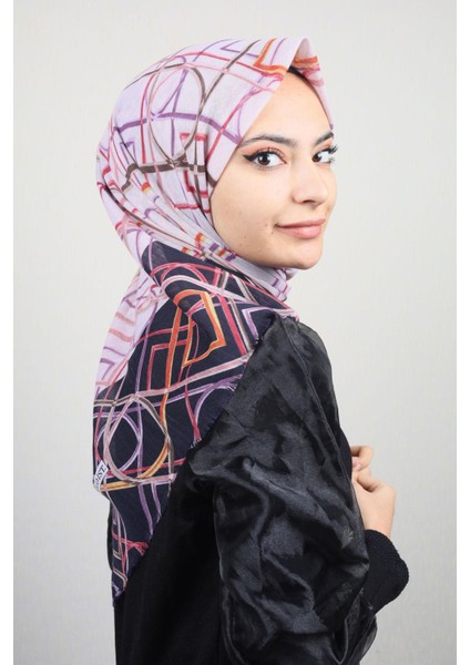 Desenli Keten Flamlı Eşarp - DESEN-584 - Renk-01
