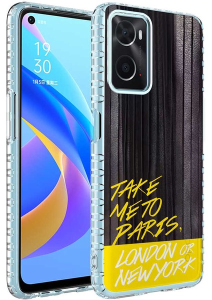 - Oppo A96 4g - Kılıf Kenarlı Renkli Desenli Elegans Silikon Kapak