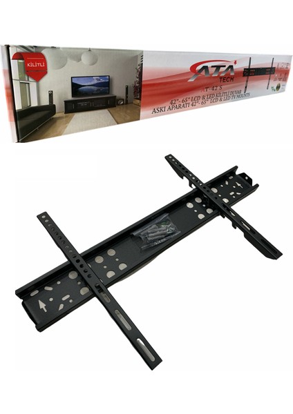 Yerli - Kalın Demirli - Tüm Markalara Uyumlu 60'' 65" Inch Inç 147 155 160 165 Ekran 4K Ultra Hd Smart Tv Televizyon Askı Aparatı + Vida +Dübel + Su Terazili AT42