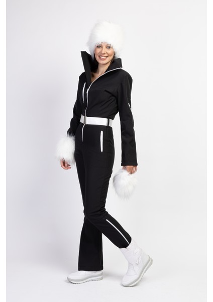 Sd Beyaz Kalpak Detaylı Siyah Kayak Tulumu fiyatları