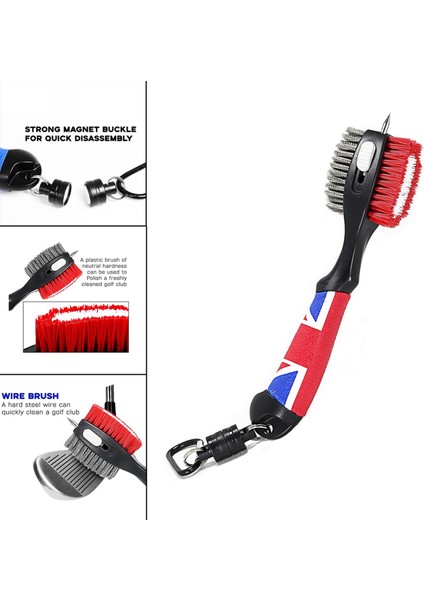 Taşınabilir Golf Temizleyici Geri Çekilebilir Fırça Topu Temizleme Aracı Ingiliz Bayrağı (Yurt Dışından) fırsatları