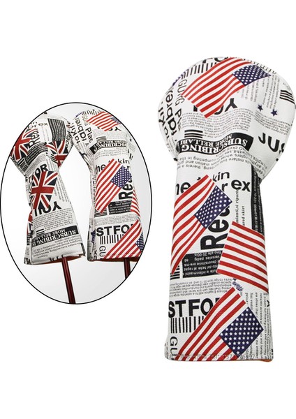 Pu Golf Ahşap Kafa Kapak Su Geçirmez Golf Kulübü Headcover Koruma Guard Yıldız Çizgili 1 (Yurt Dışından)