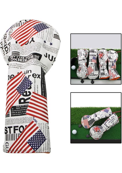 Pu Golf Ahşap Kafa Kapak Su Geçirmez Golf Kulübü Headcover Koruma Guard Yıldız Çizgili 1 (Yurt Dışından)