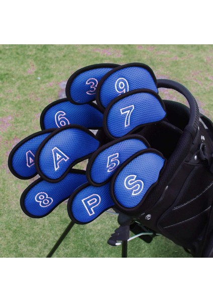 10 Adet Meshy Golf Demir Seti Kapakları Golf Kulübü Başak Kapak Yumuşak Su Geçirmez Mavi (Yurt Dışından) modelleri