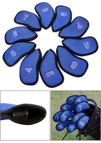 10 Adet Meshy Golf Demir Seti Kapakları Golf Kulübü Başak Kapak Yumuşak Su Geçirmez Mavi (Yurt Dışından) indirimleri