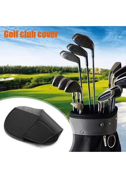 Golf Siyah İçin Koruyucu Pu Deri Golf Kulübü Kapağı ile Baş Kapak (Yurt Dışından)