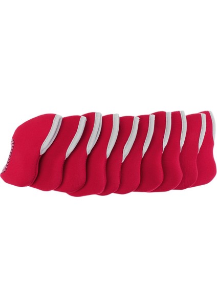 10 Adet Neopren Golf Kulübü Demir Kapak Headcover Tüm Şarap Kırmızı Fit (Yurt Dışından)