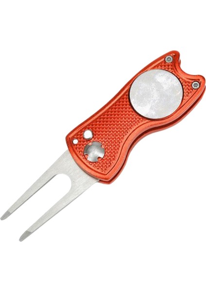 Golf Divot Onarım Aracı Katlanabilir Düğme Paslanmaz Çelik Switchblade Kırmızı (Yurt Dışından)